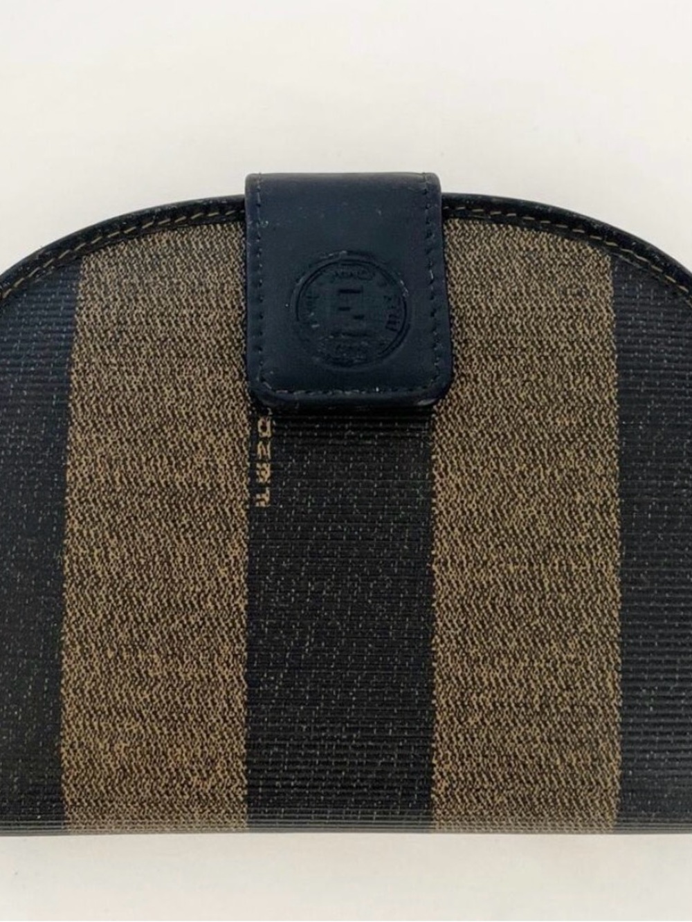FENDI Penquin Strips Vintage Wallet Purse Canvas Leather Brown - Picture 2 of 8